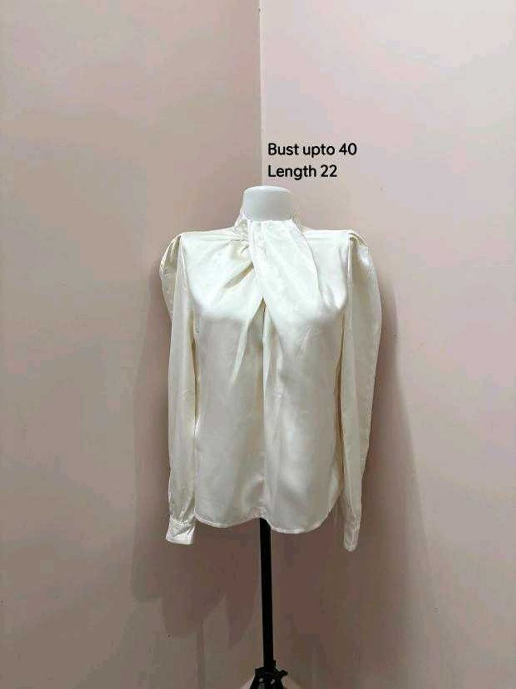 Elegant White Satin Blouse