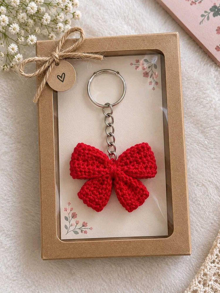 Handmade Crochet Red Bow Keychain Each 50