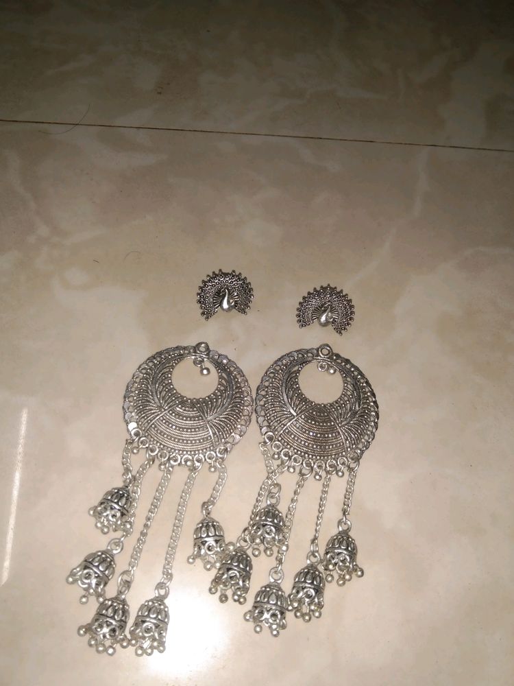 Long Hanging Jhumka + Small Earring