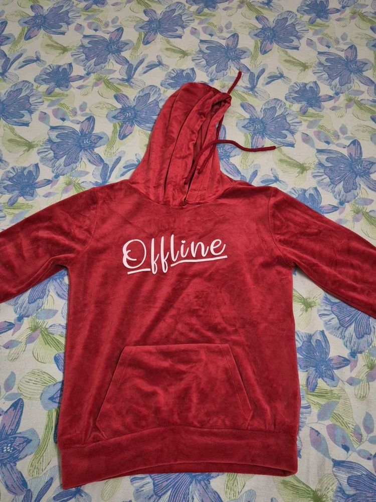 Red Offline girls Hoodie