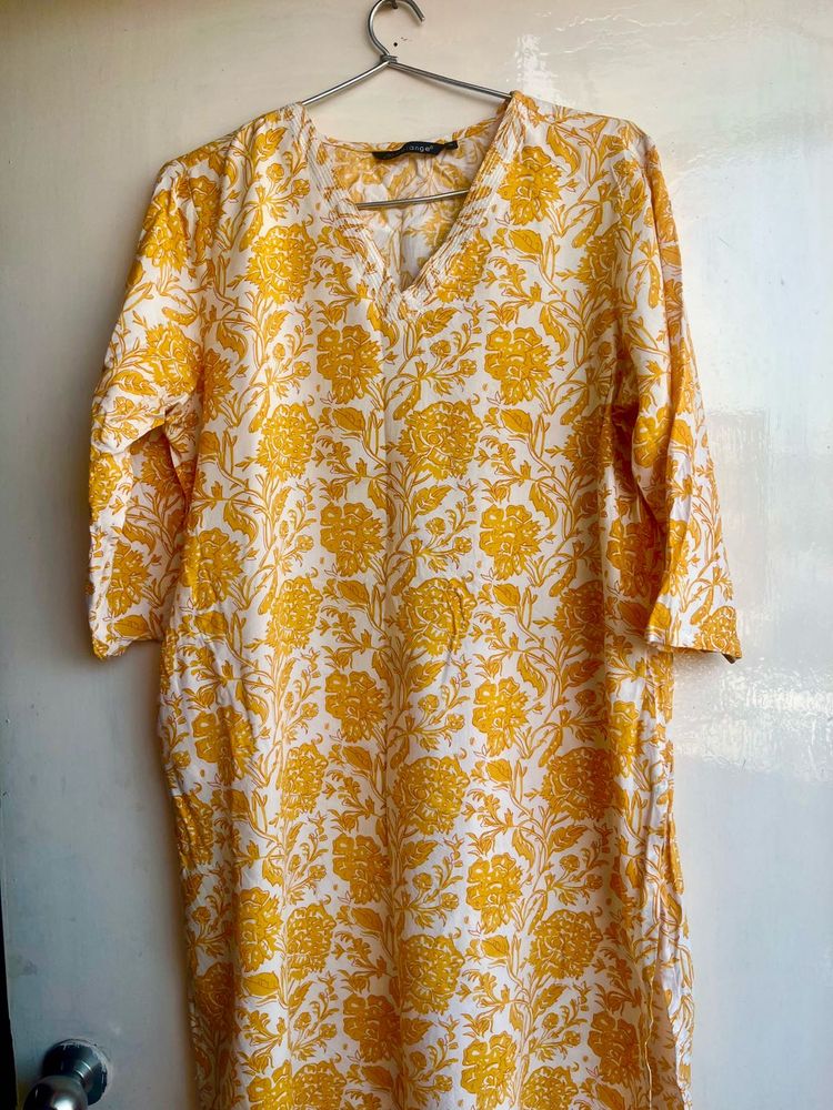 Vibrant Yellow Floral Print Kurta