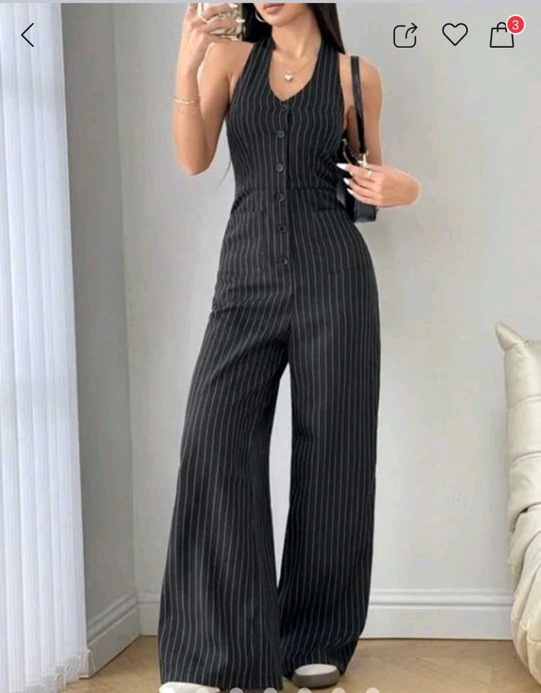 Pinstripe Halter Neck Jumpsuit