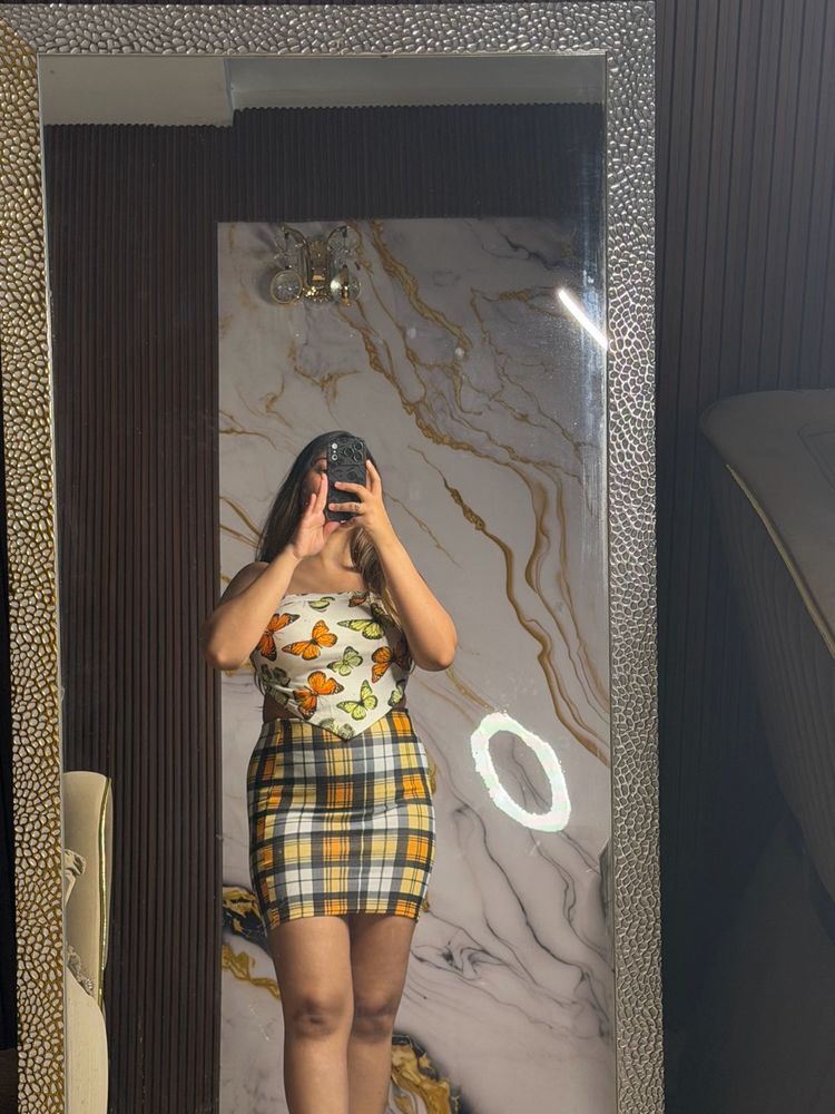 combo Cute Butterfly Print top with skirt