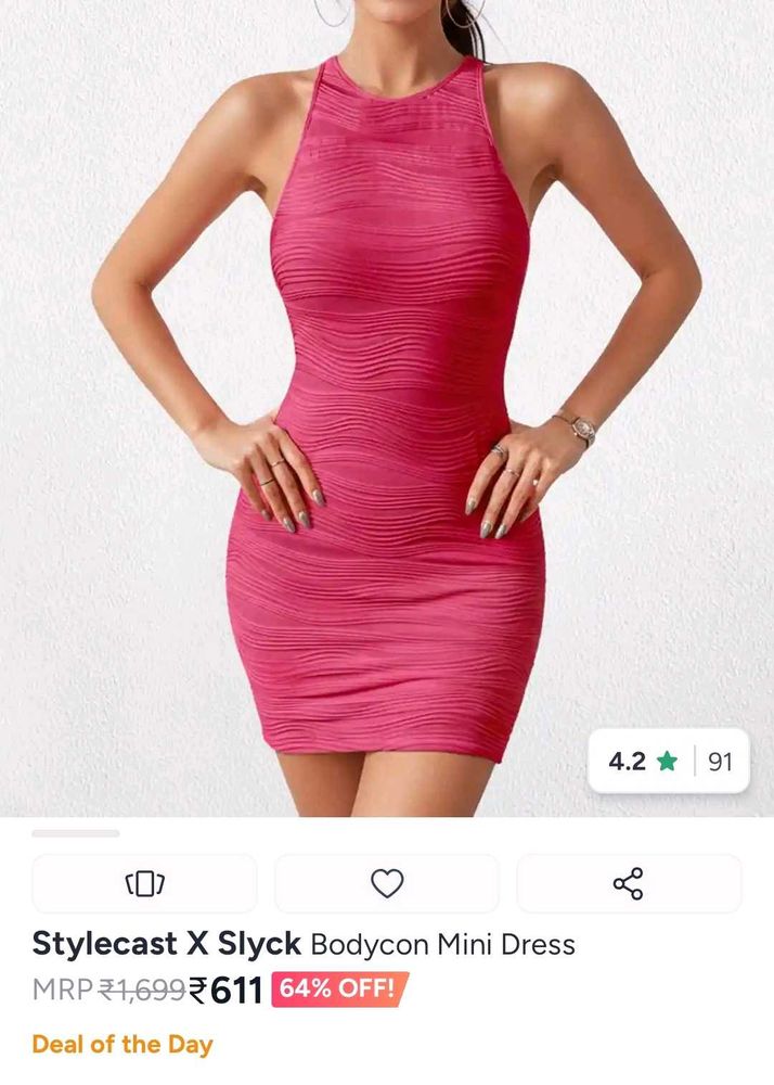 Magenta Pink Textured Bodycon Mini Dress