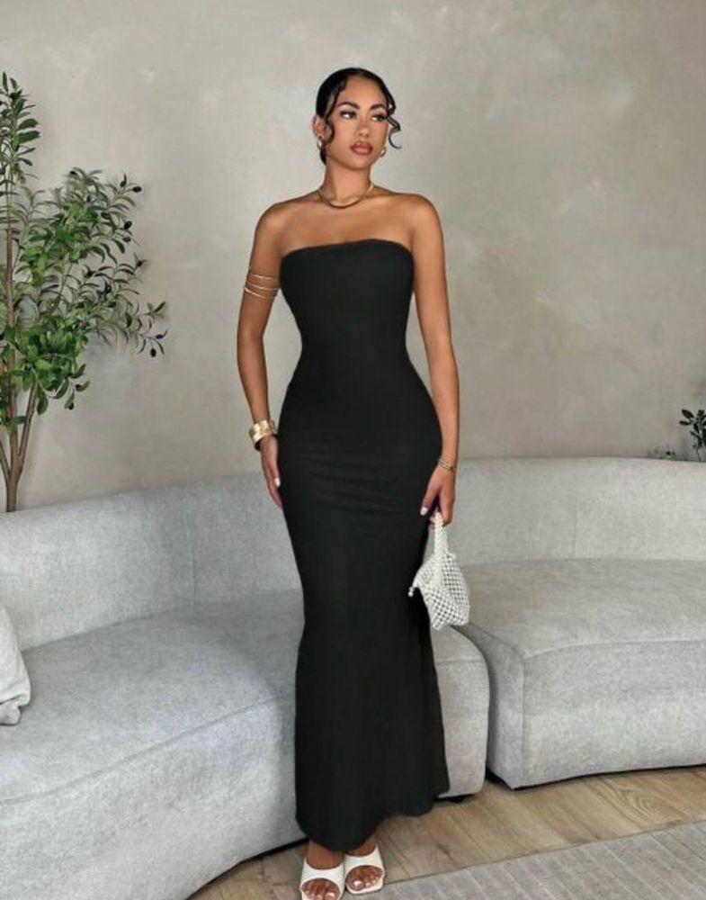 Elegant Black Bodycon Maxi Dress
