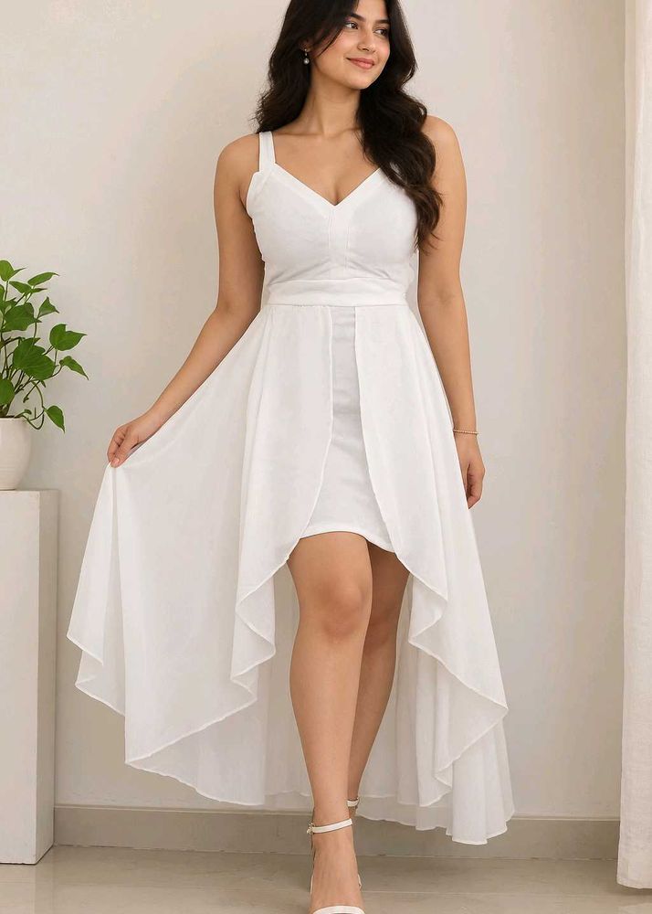 Chic White High-Low Dress