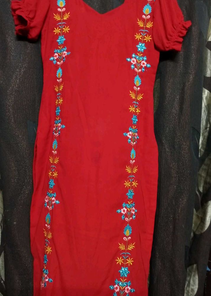 Red Suit With Orange Dupatta