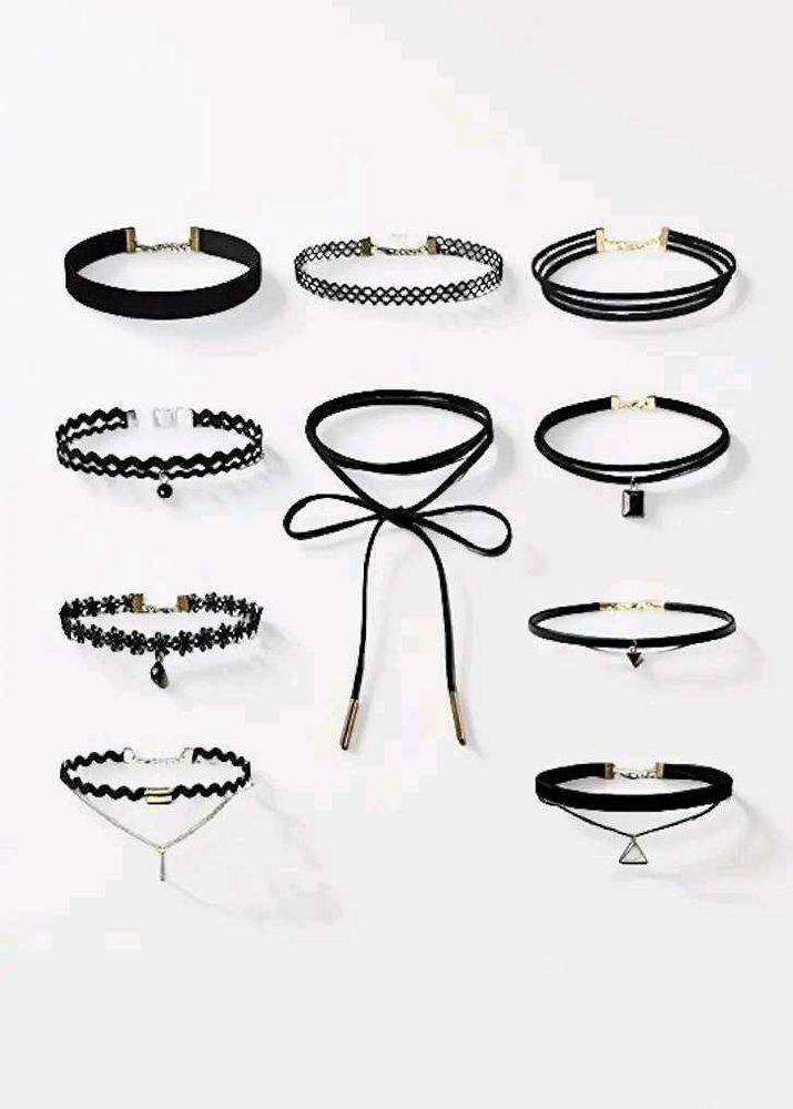Assorted Black Choker Necklaces