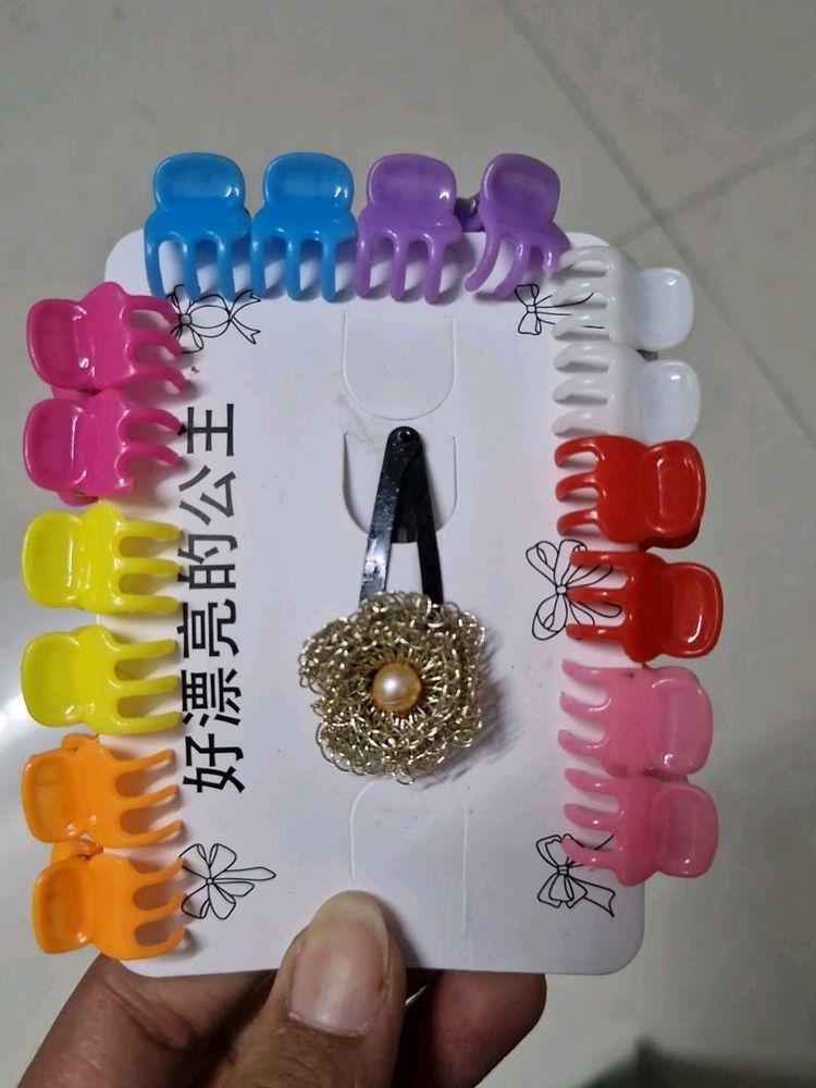 Navratri Colorful Hair Clip Set