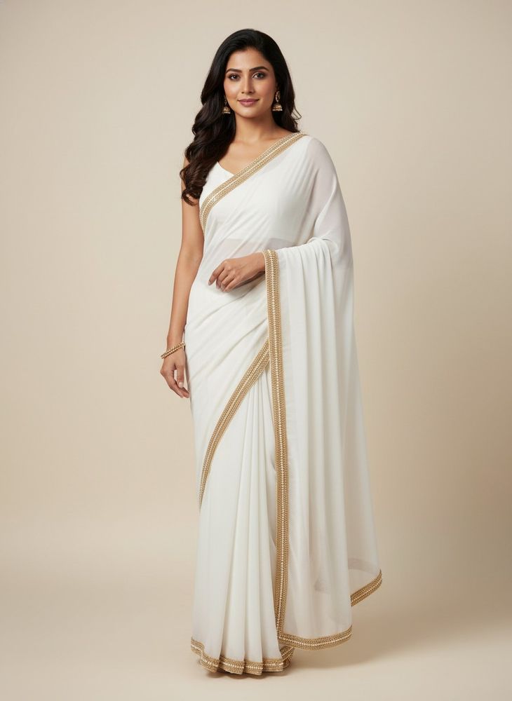 White Imported Saree