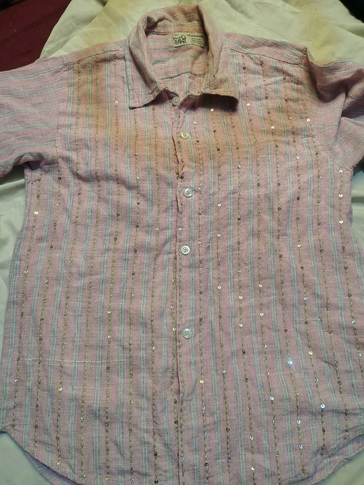 Y2k Sequenc Peach Pink Shirt