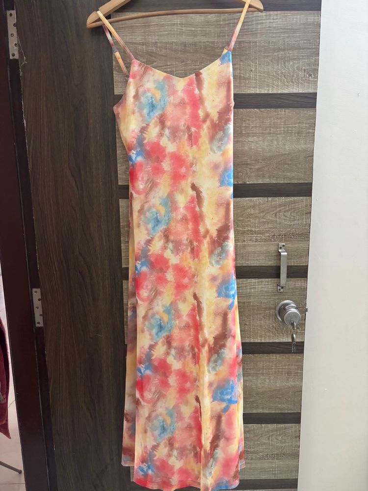 multi tie dye maxi mesh dress