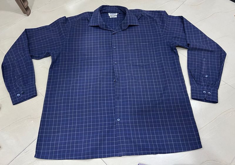 Men's Blue Checkered Formal Shirt