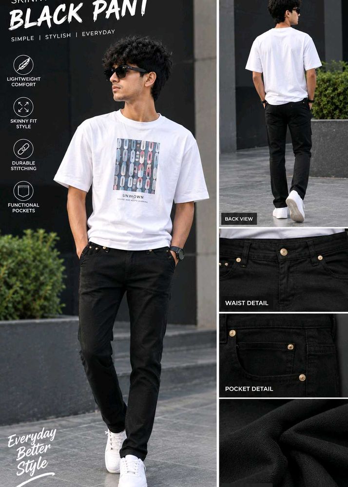 Premium Black Skinny Fit Pants for Men | Stylish S