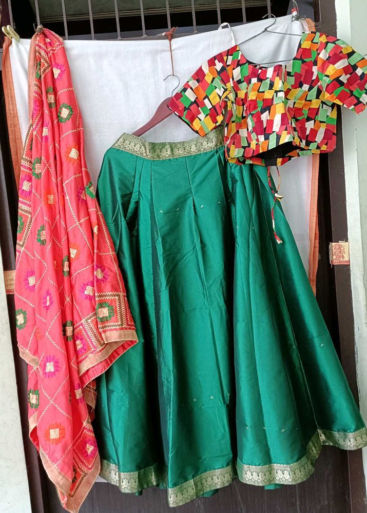 lahenga choli set green new