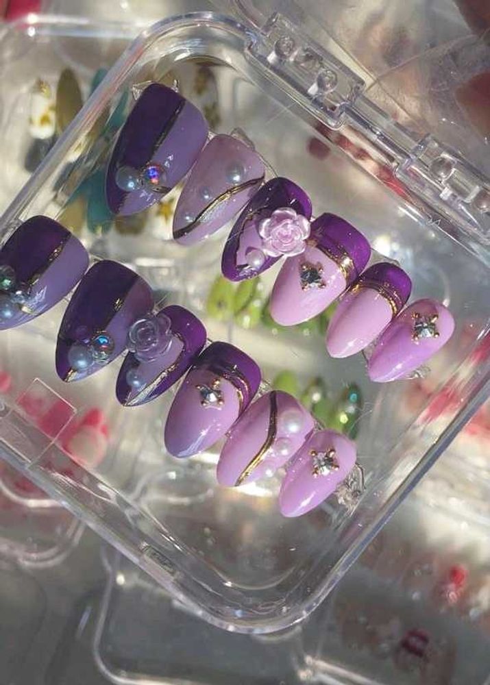 Luxury Purple &amp; Lavender Press-On Nails