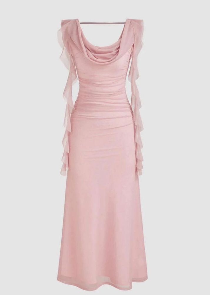 Littlebox Elegant Pink Ruffle Detail Dress