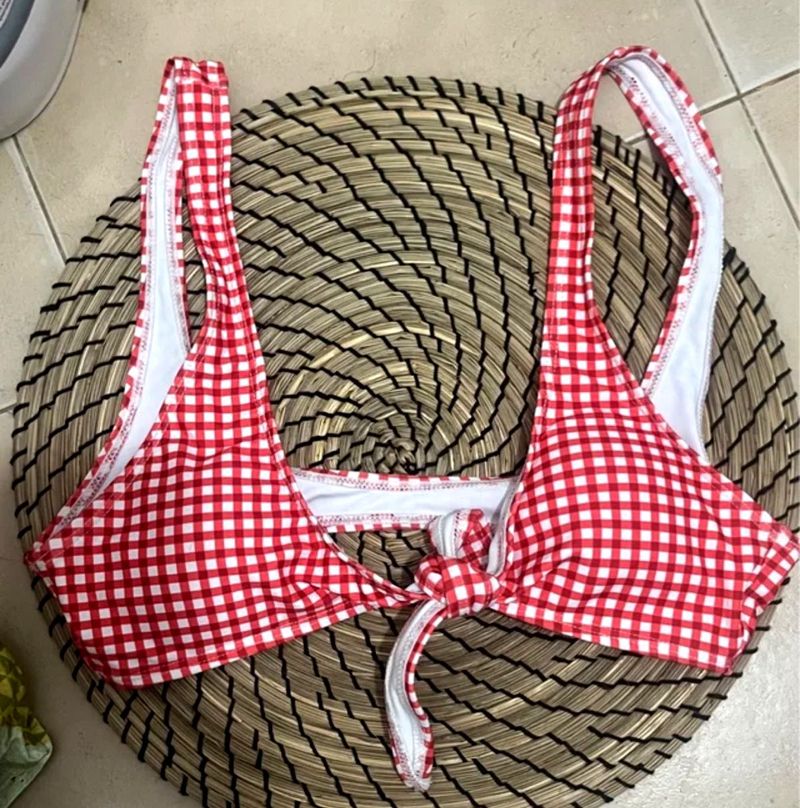 Red Gingham Bikini Top