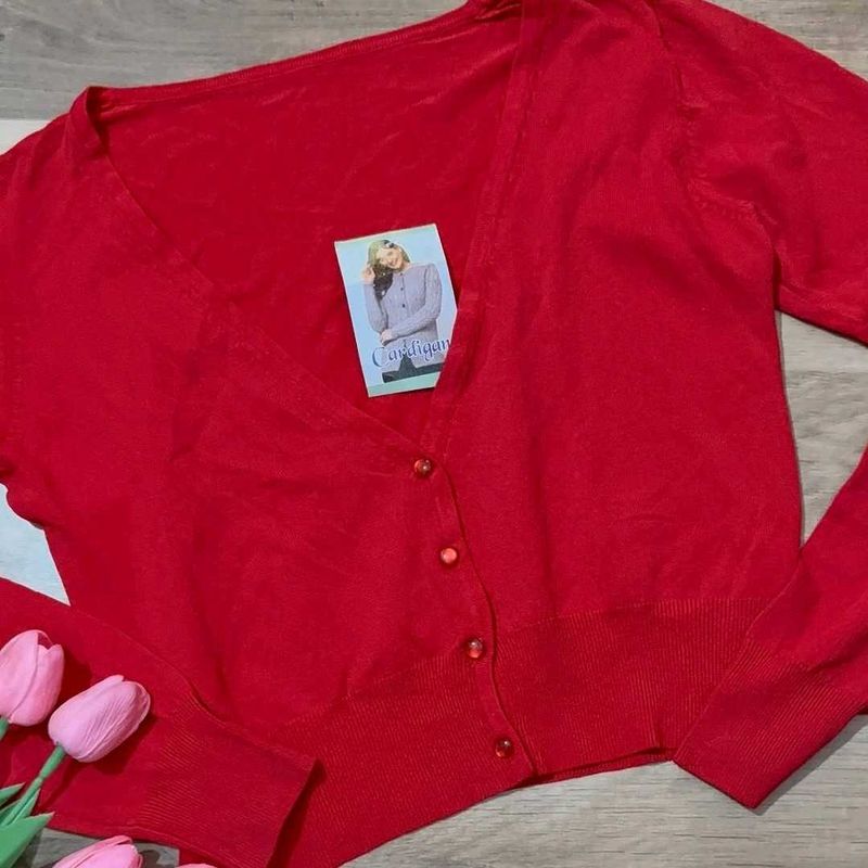 Chic Red Cardigan