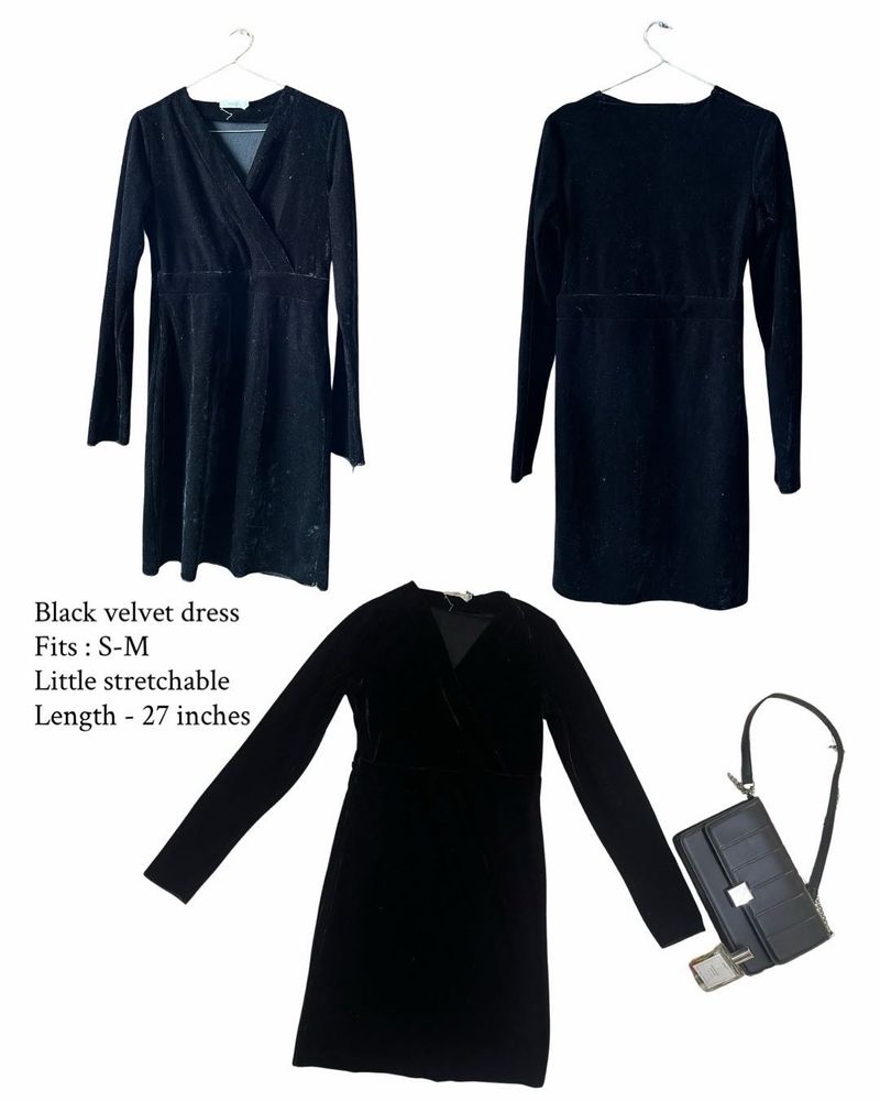Black Velvet Wrap Dress