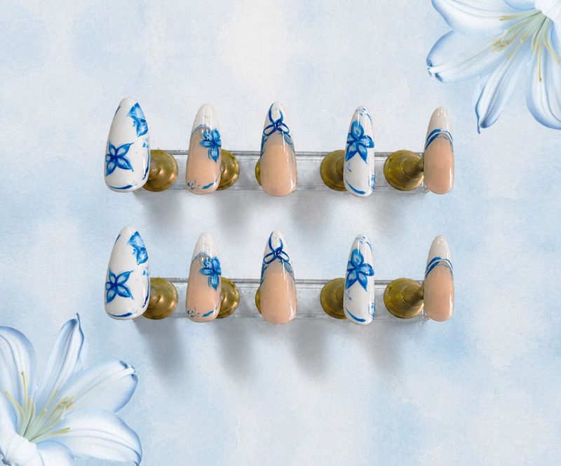 Blue Blossom French Tips