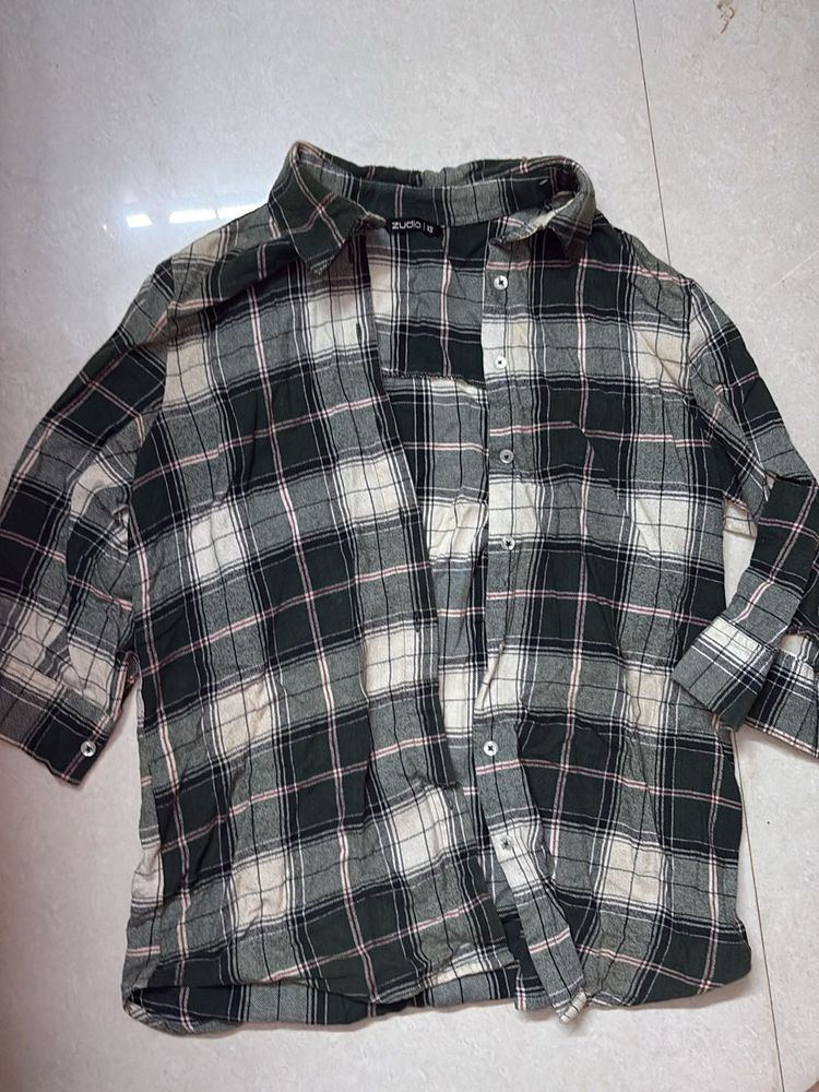 Plaid Button-Up Shirt