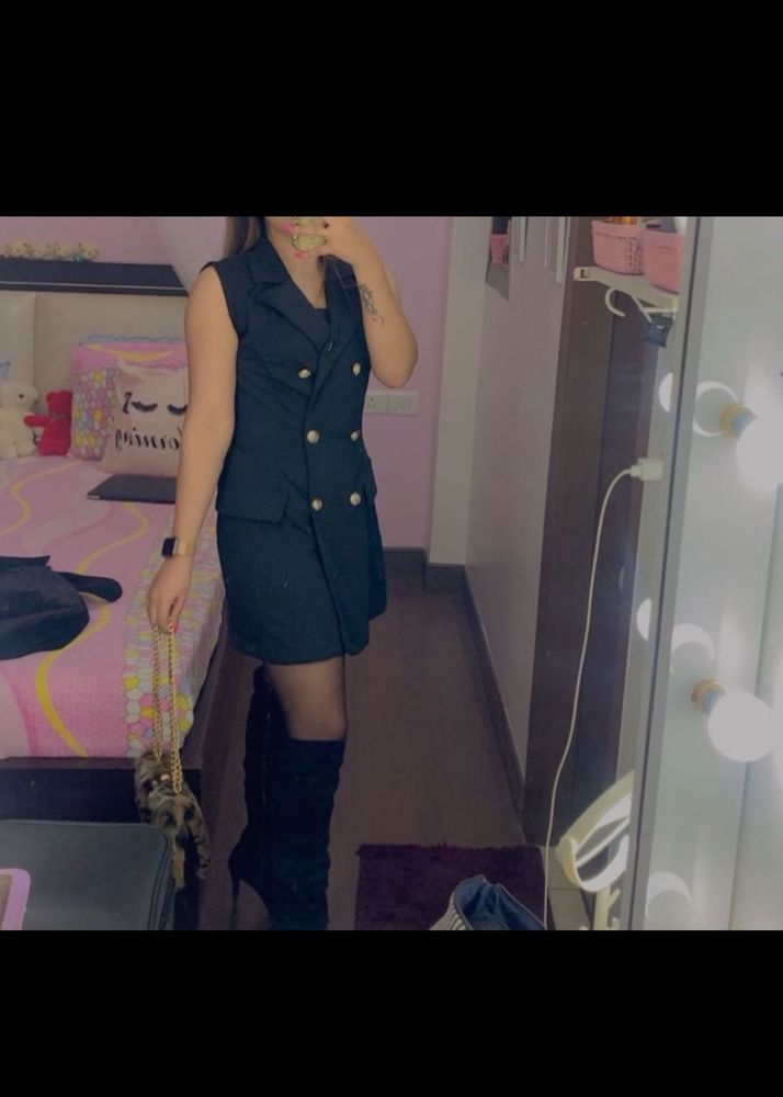 Sleeveless Double Breasted Blazer Dress