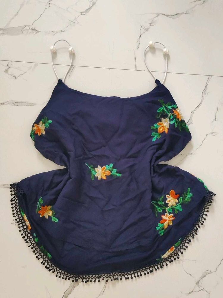 Embroidered Navy Blue Ethnic top