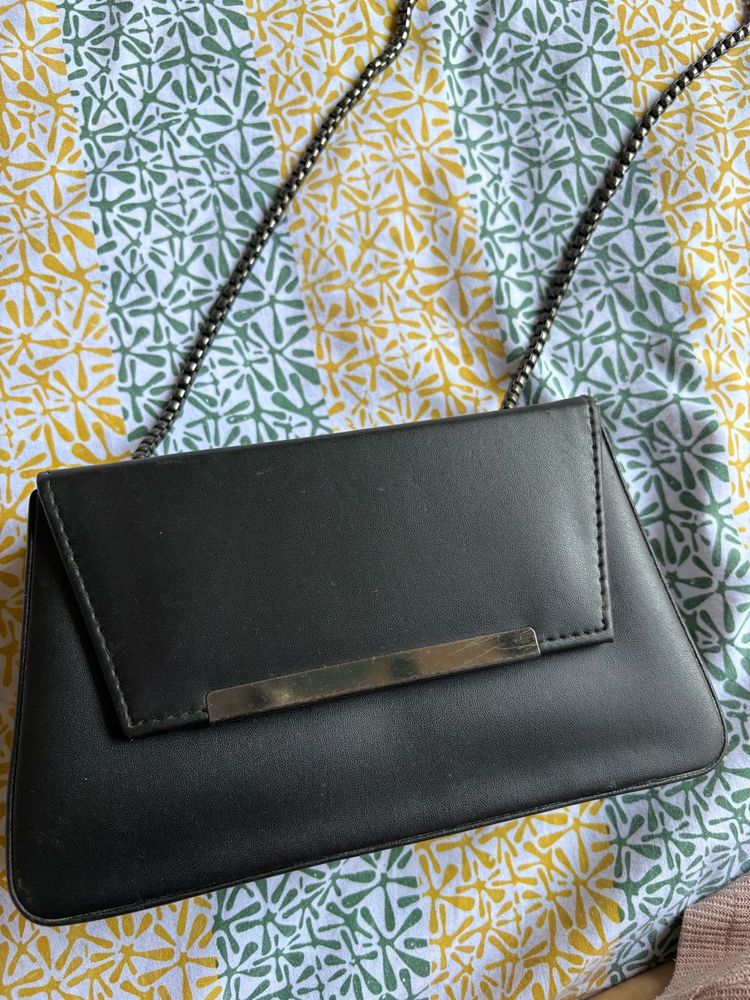 Chic Black Clutch with Chain Strap