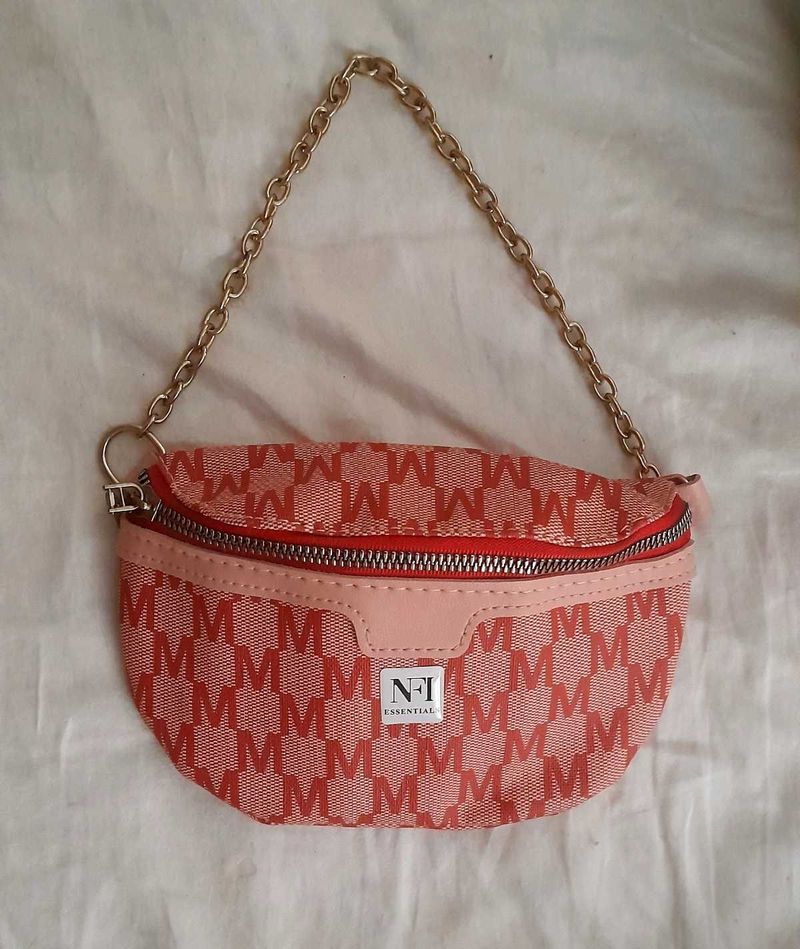 Monogram Waist Bag with Gold Chain