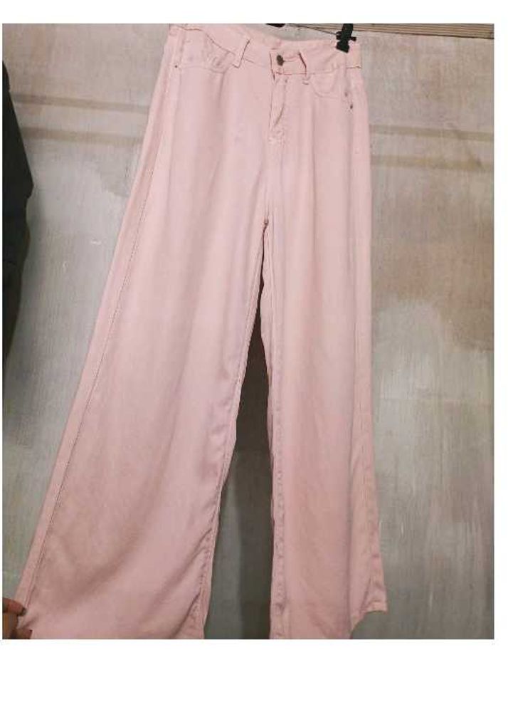 Pink Wide Leg Denim Jeans