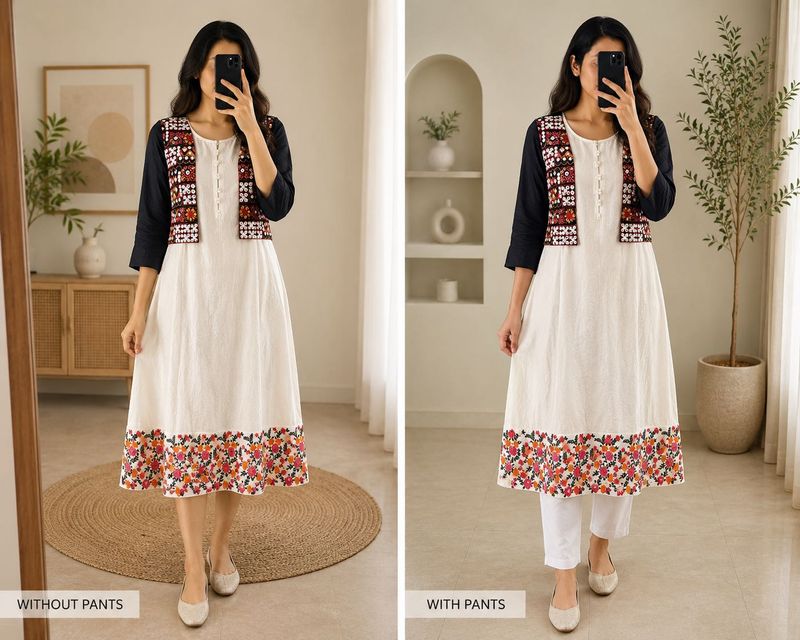 Elegant  white  Embroidered Anarkali Dress ✨