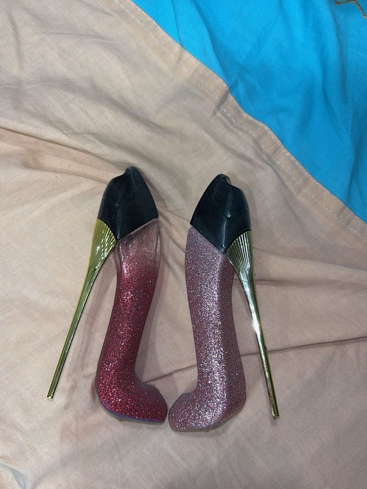set of 2 Sparkly Stiletto Heel Perfume Bottles