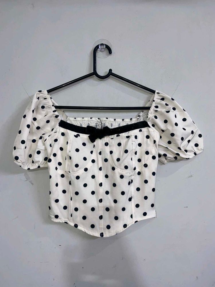 Cute Polka Dot Off-Shoulder Top