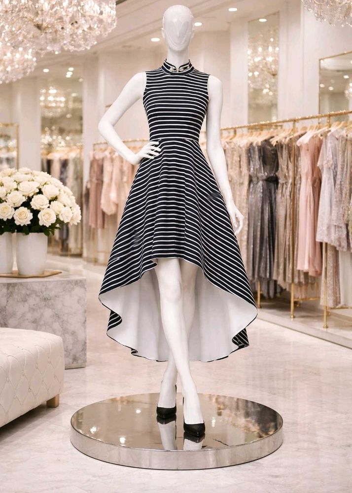 Striped High-Low Dress