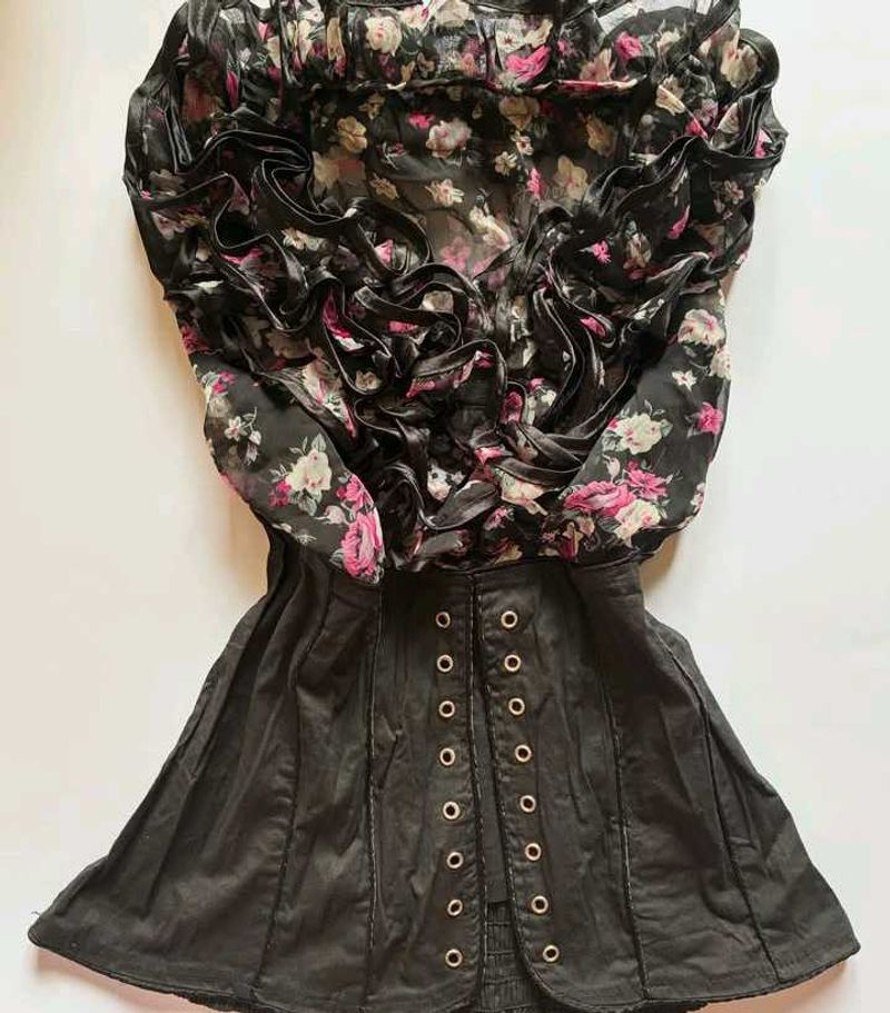 Ruffled Floral Sheer Top