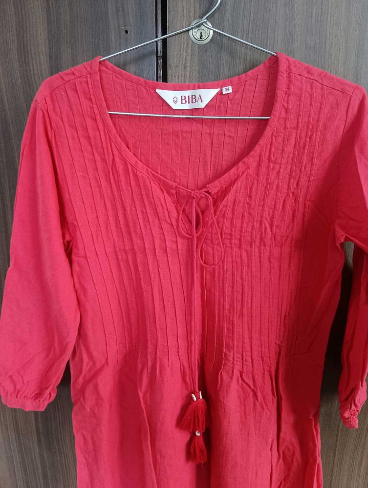Unused BIBA Bright Coral colour Kurta-size 34