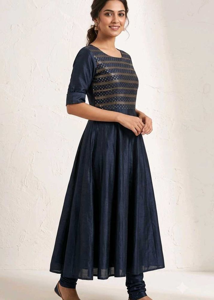 Vark Navy Blue Dress with Sequins