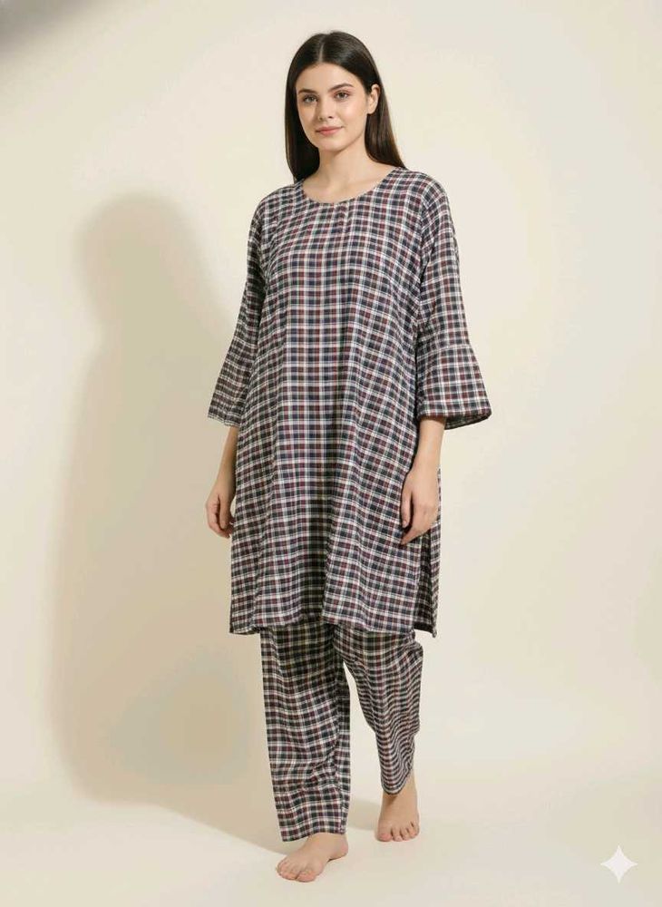 Checkered Kurta Pajama Set
