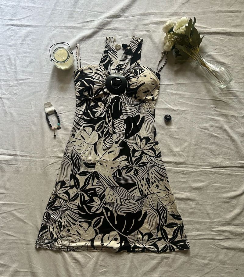 Monokini Tropical Print Dress