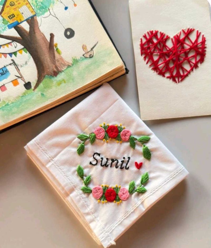 floral Hand-Embroidered handkerchiefs  coustmizati