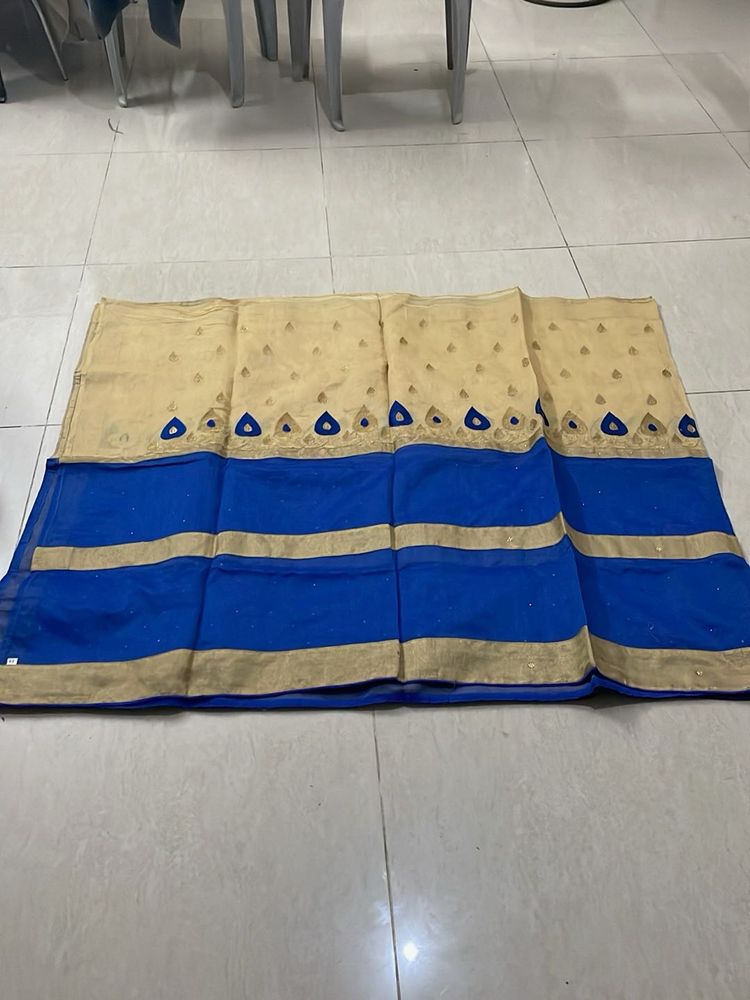 Elegant Blue and Gold Saree with blouse