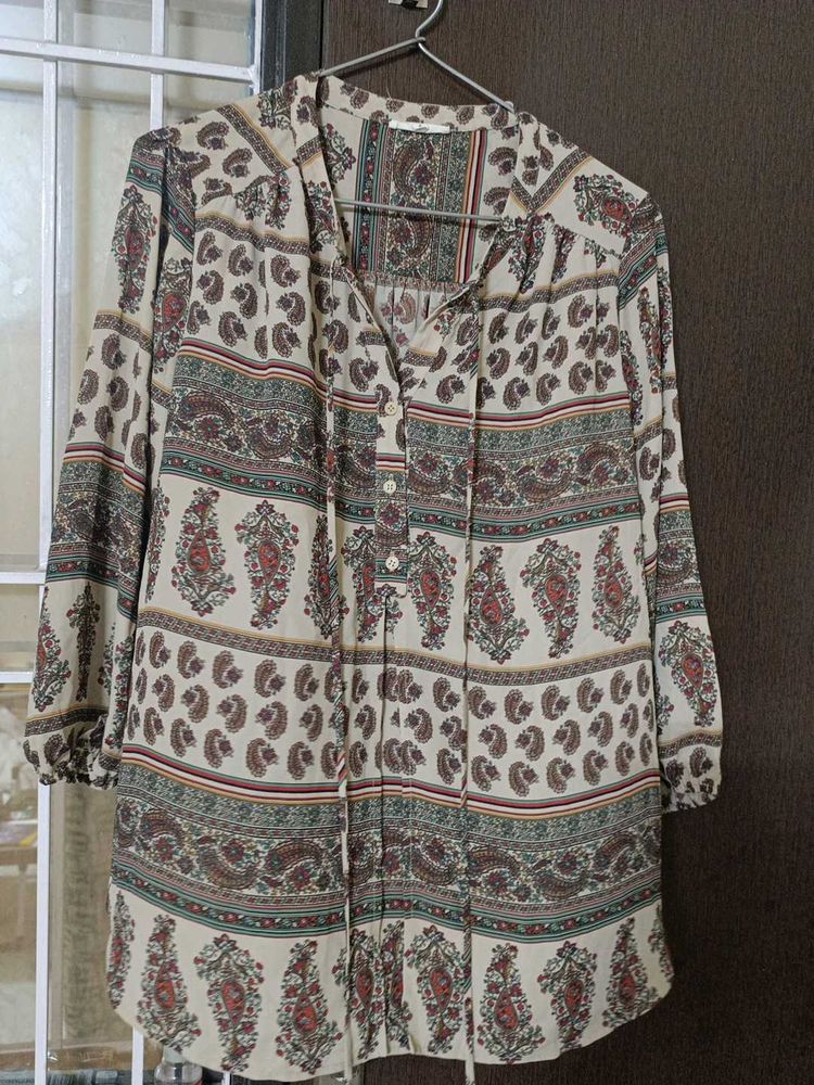 Boho Paisley Print Tunic Top