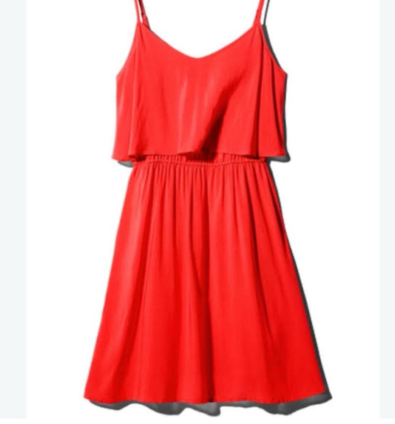 H&amp;M V-Neck Spaghetti Strap Tiered Dress