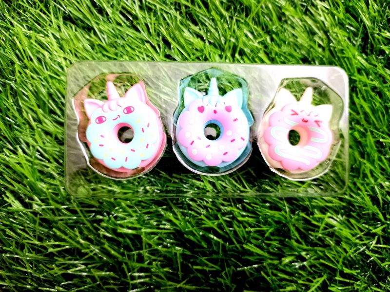 Set of 3 Donut Erasers