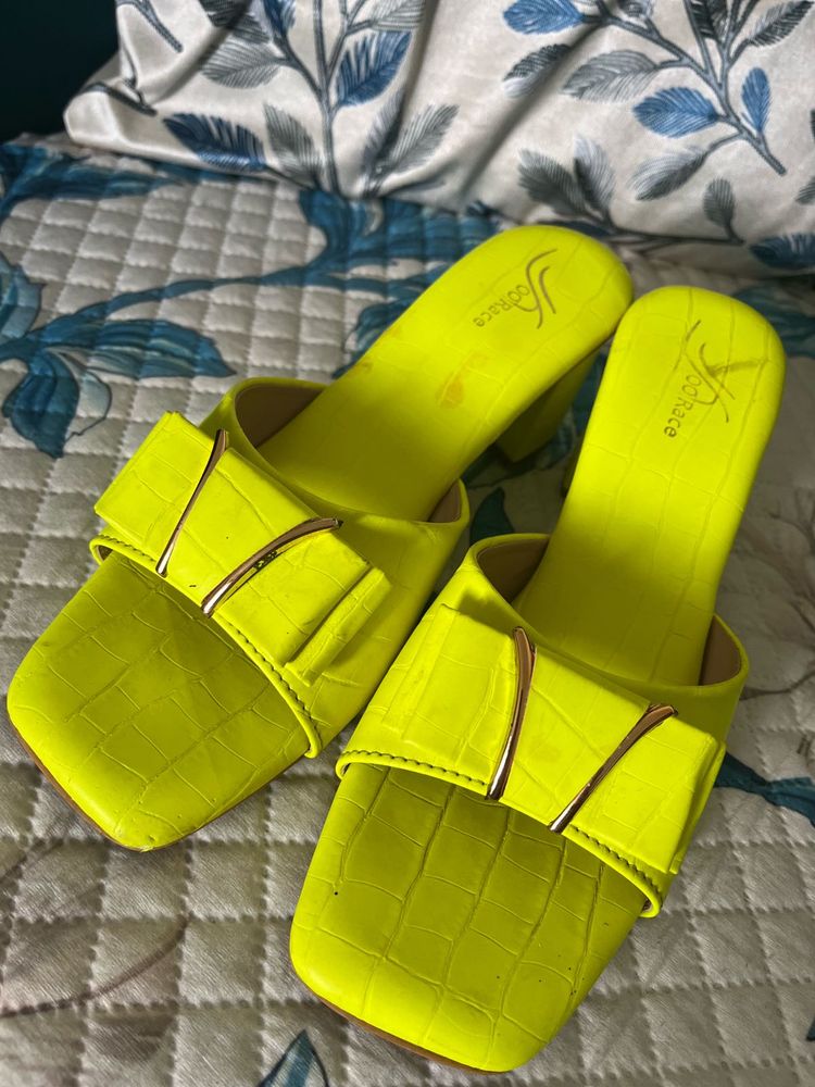 Neon Yellow Slide Sandals