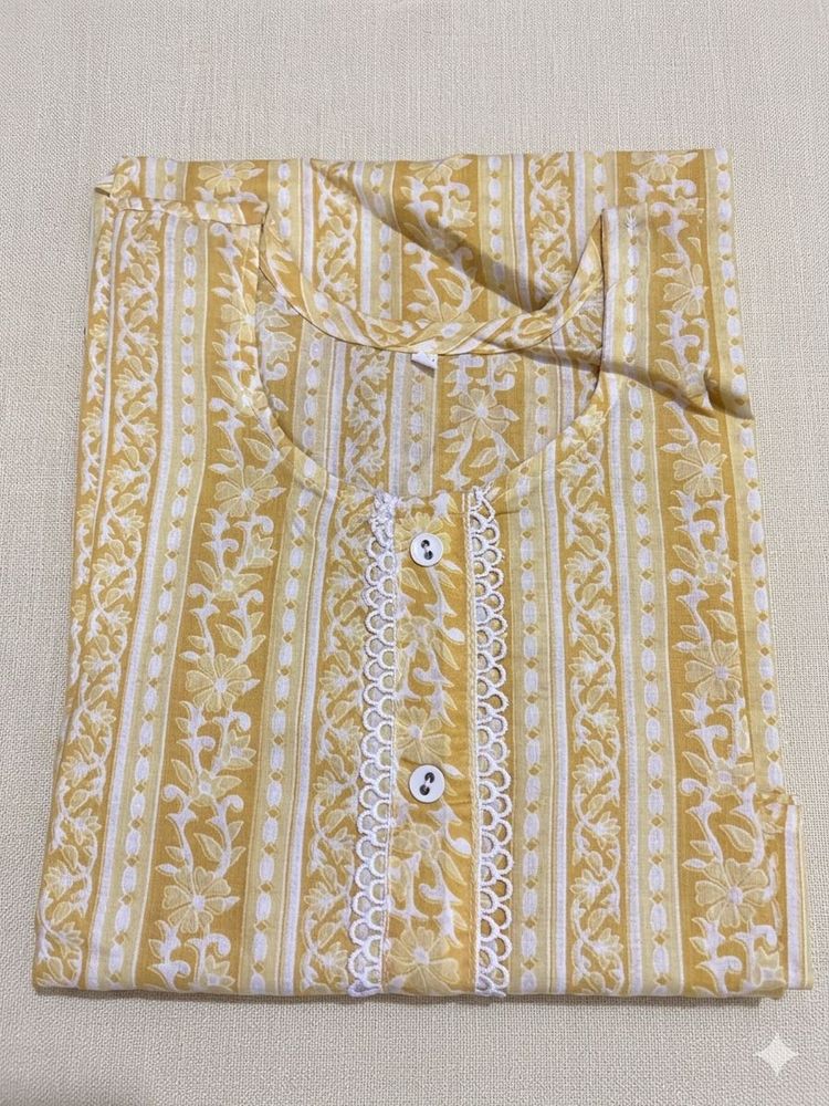Yellow Floral Print Kurta