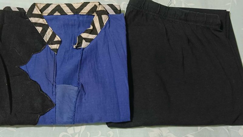 Stylish Blue &amp; Black Kurta Set