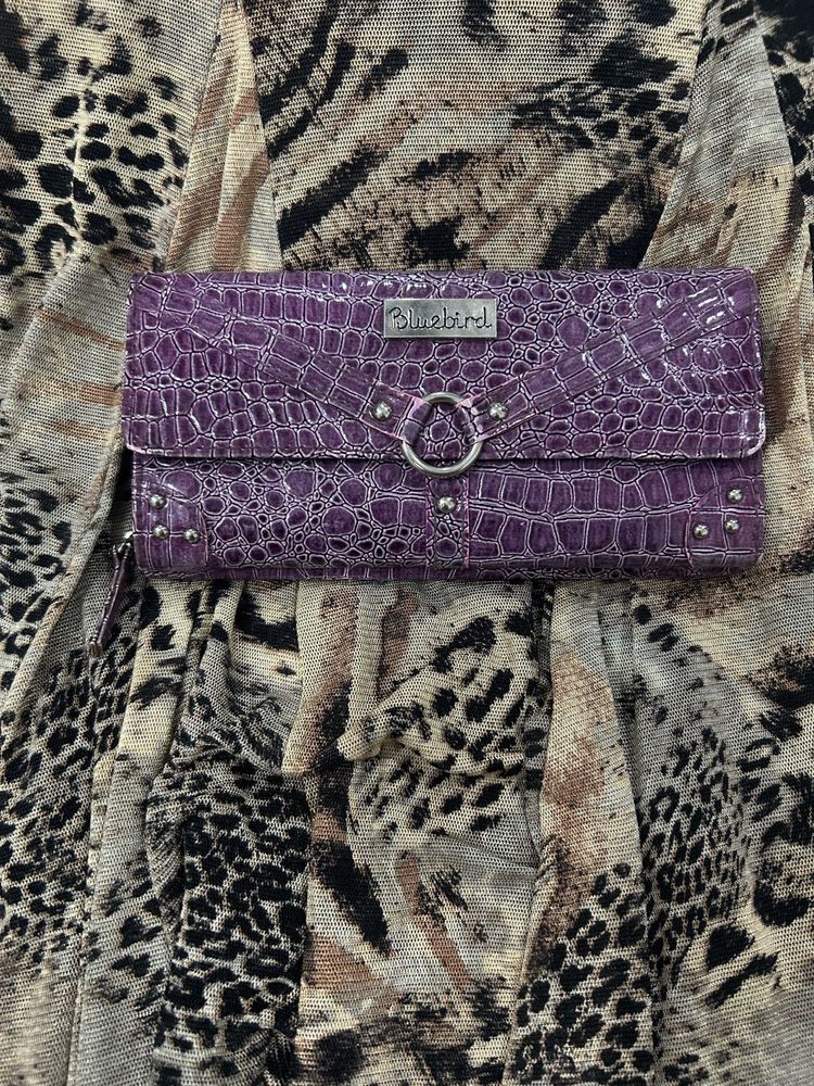 SALE Y2k Bluebird Purple Croc Embossed Wallet