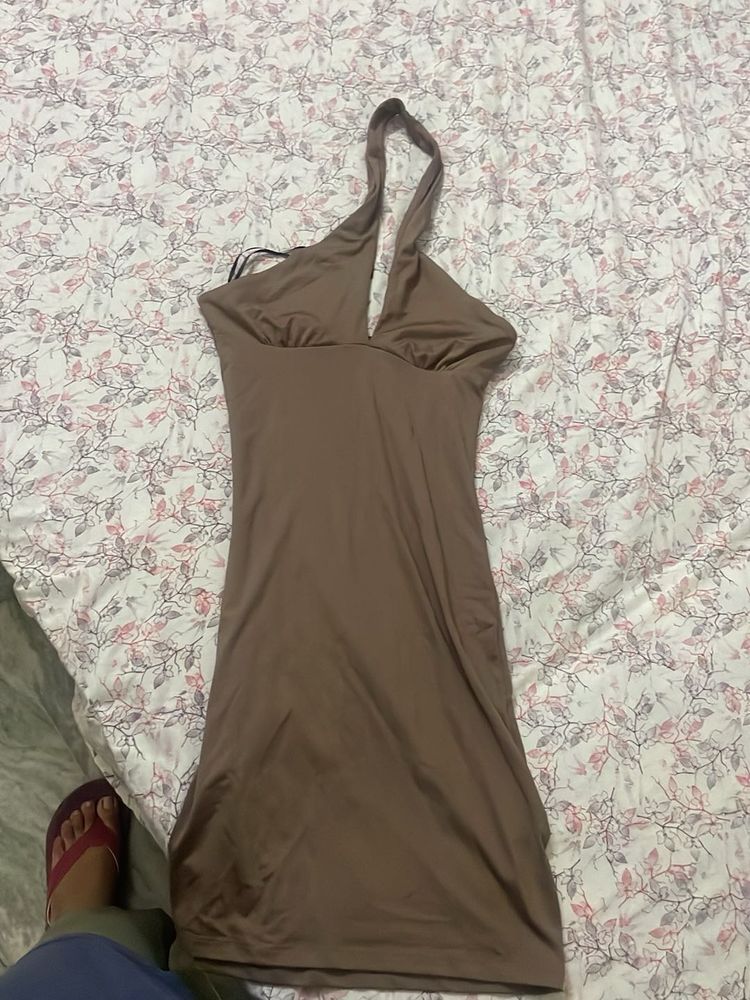 H&amp;M Brown Halter Neck Bodycon Dress